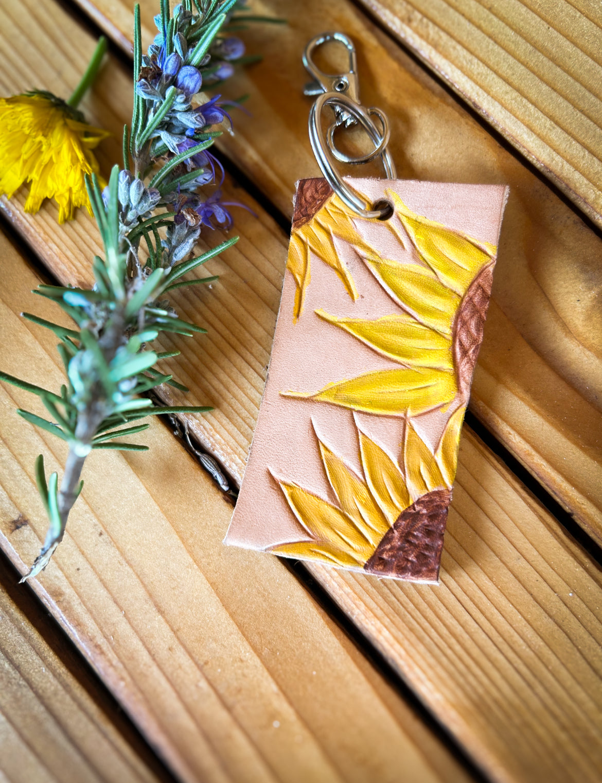 Handmade Floral Leather Non Oiled Key chain