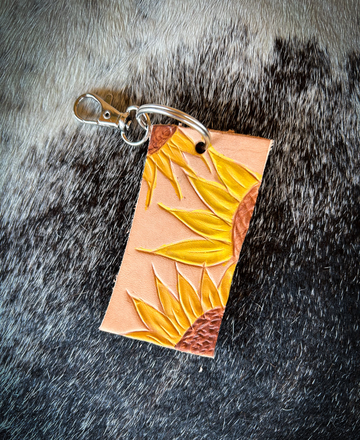 Handmade Floral Leather Non Oiled Key chain